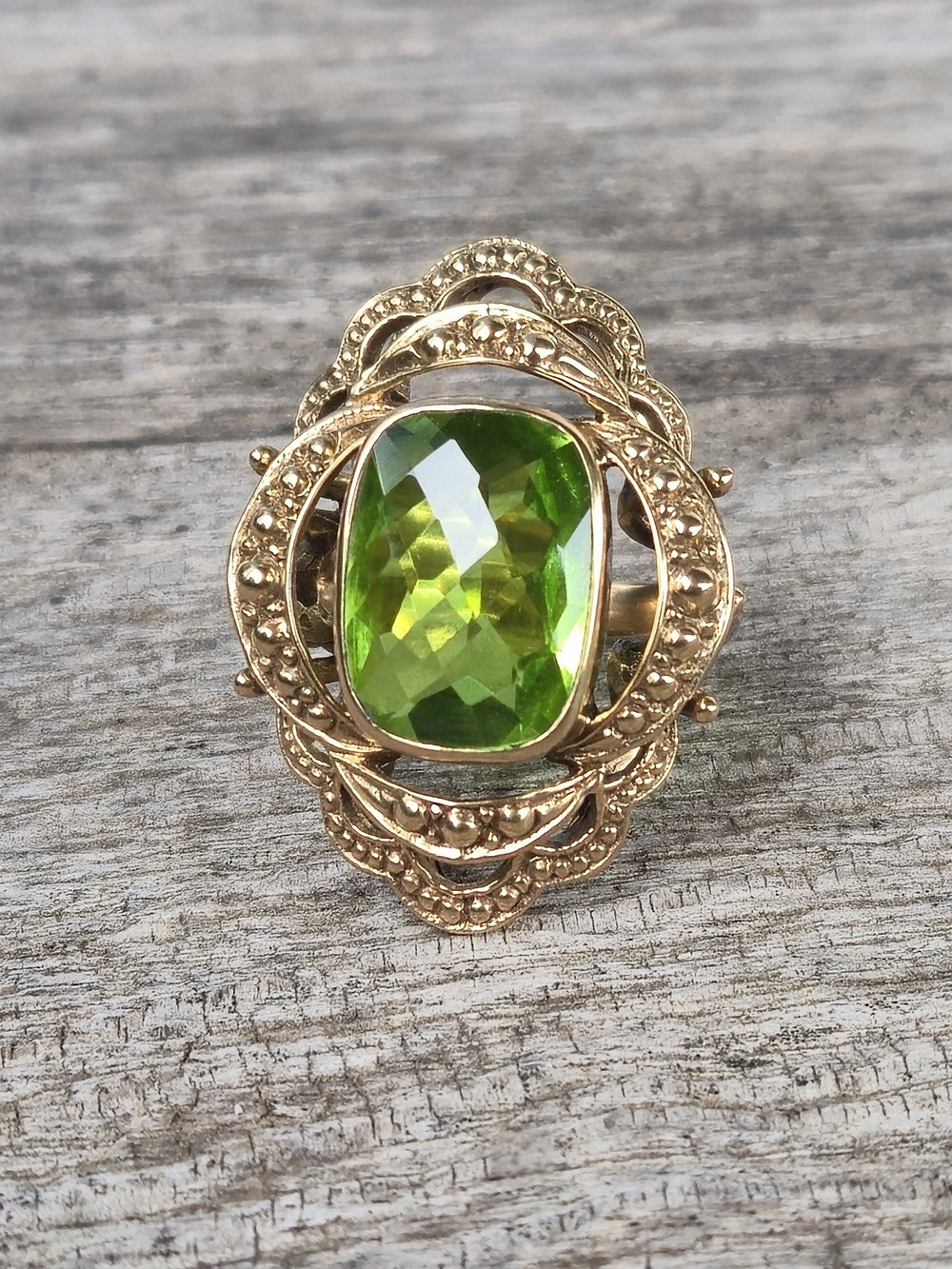 Nicky Butler Bronze Collection Peri Green Quartz Size 7 Designer Ring Solitaire